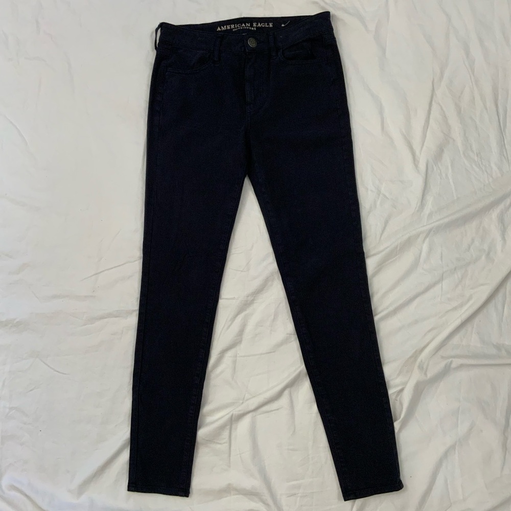American Eagle Super Super Stretch Hi-Rise Jegging Jeans Sz 4 Navy Brushed Denim